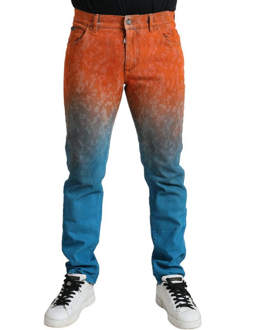 Dolce & Gabbana Multicolor Ombre Cotton Slim Fit Denim Jeans Dolce & Gabbana