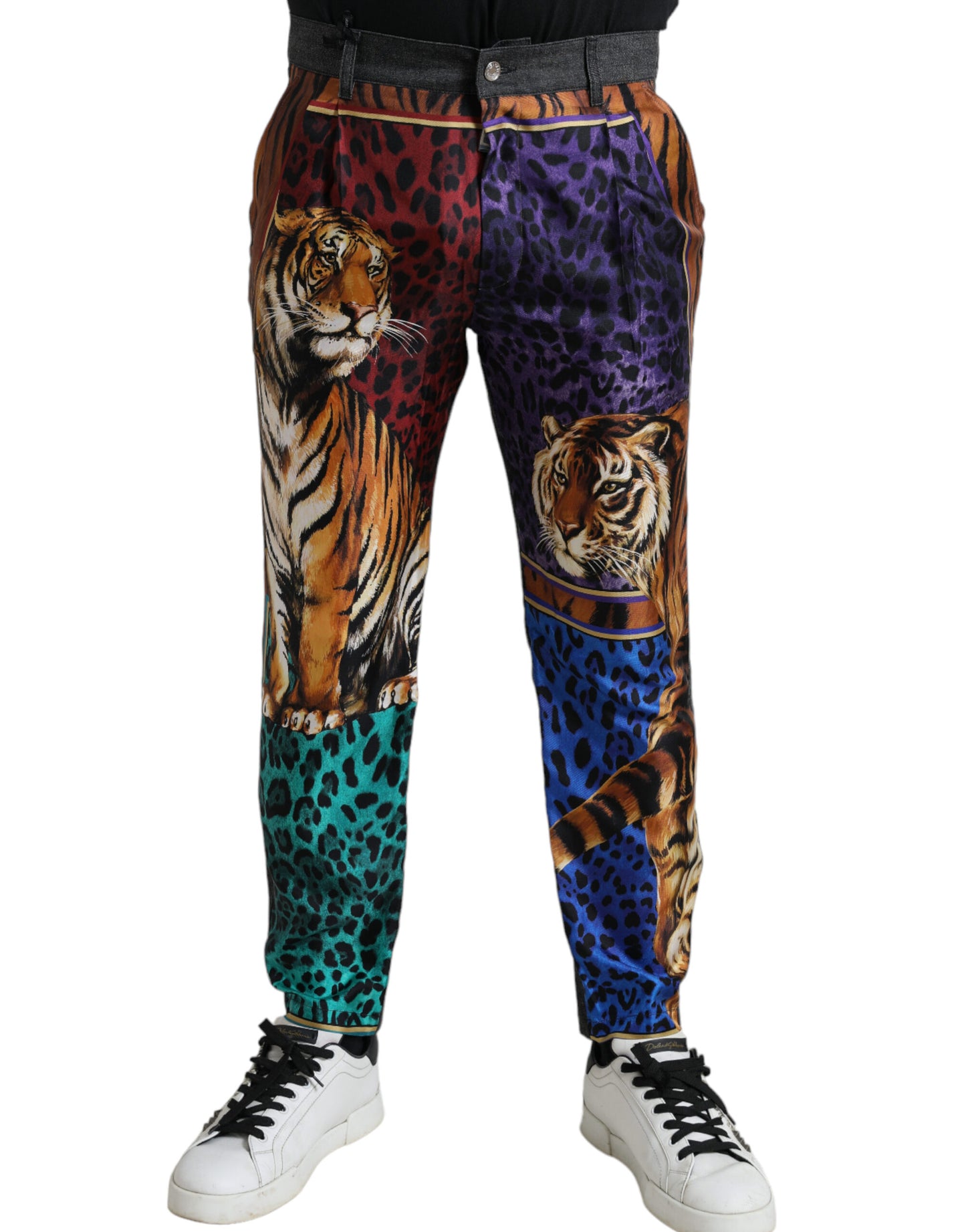 Dolce & Gabbana Multicolor Tiger Cotton Loose Denim Jeans Dolce & Gabbana