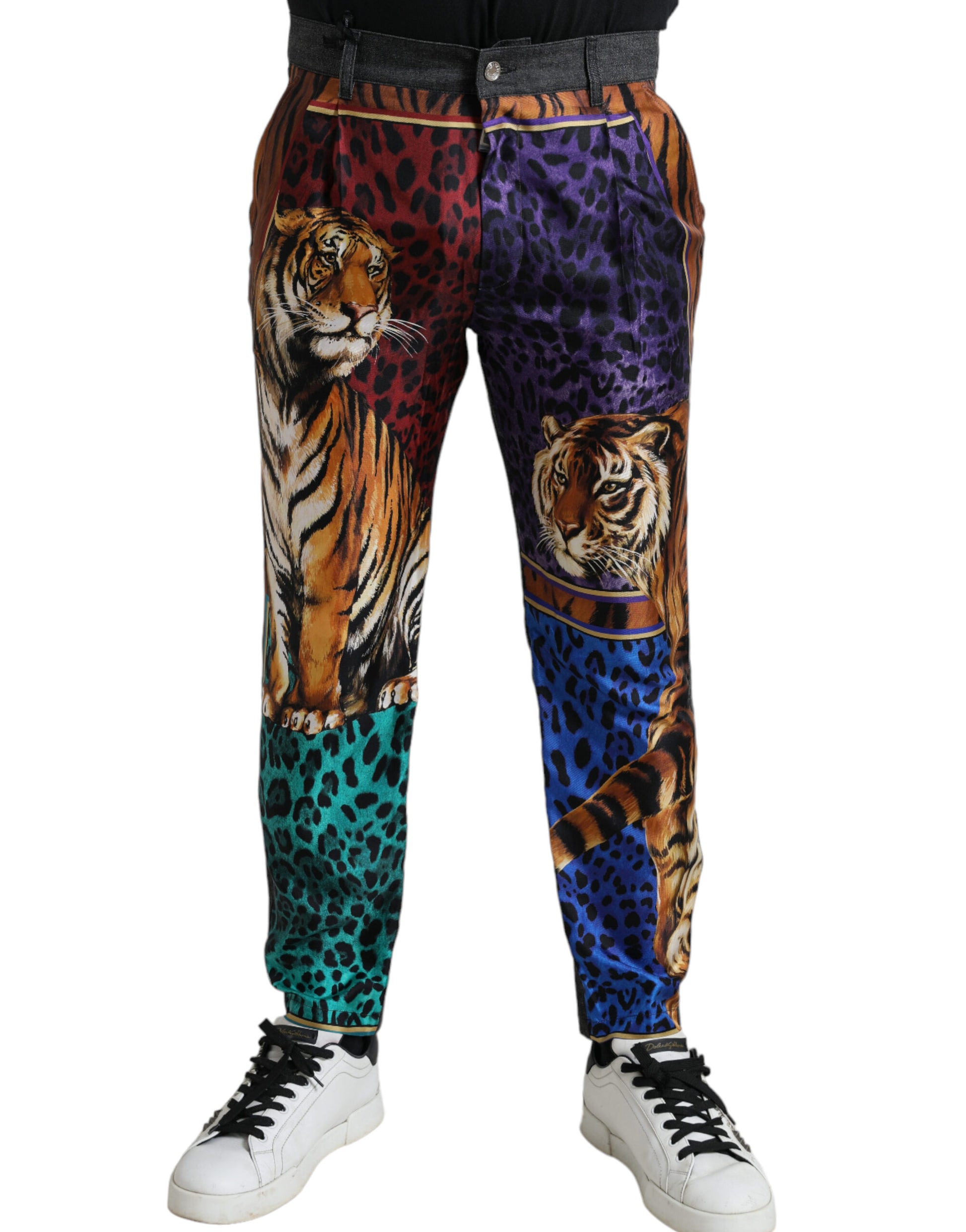 Dolce & Gabbana Multicolor Tiger Cotton Loose Denim Jeans Dolce & Gabbana