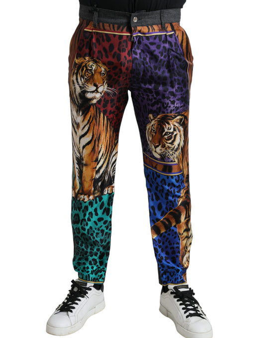 Dolce & Gabbana Multicolor Tiger Cotton Loose Denim Jeans Dolce & Gabbana