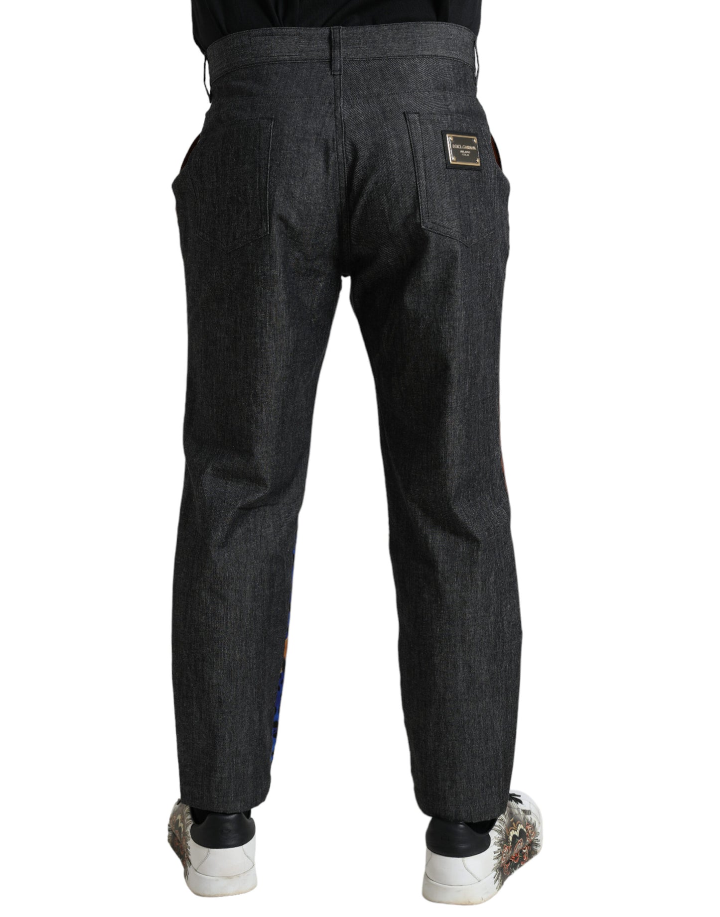 Dolce & Gabbana Multicolor Tiger Cotton Loose Denim Jeans Dolce & Gabbana