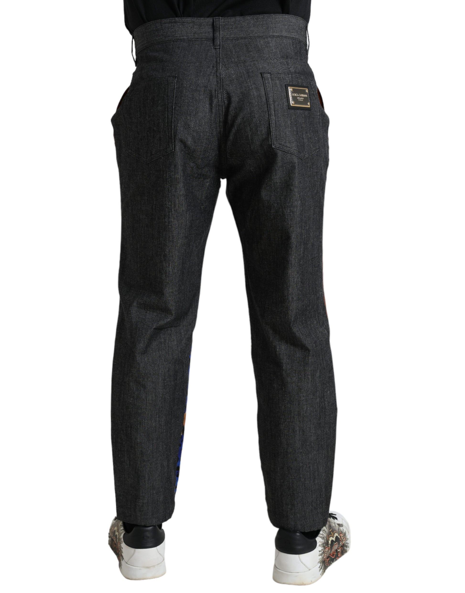 Dolce & Gabbana Multicolor Tiger Cotton Loose Denim Jeans Dolce & Gabbana