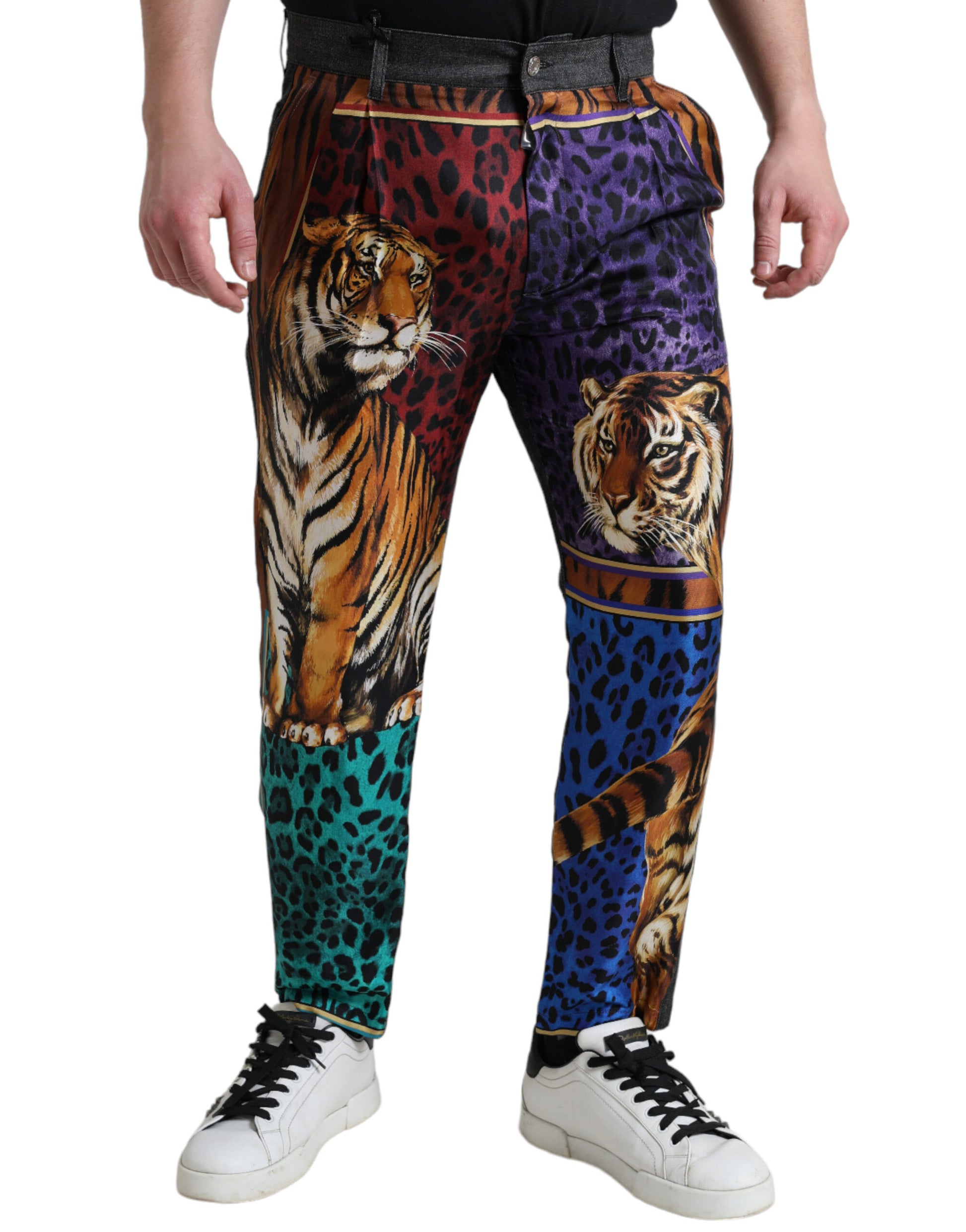 Dolce & Gabbana Multicolor Tiger Cotton Loose Denim Jeans Dolce & Gabbana