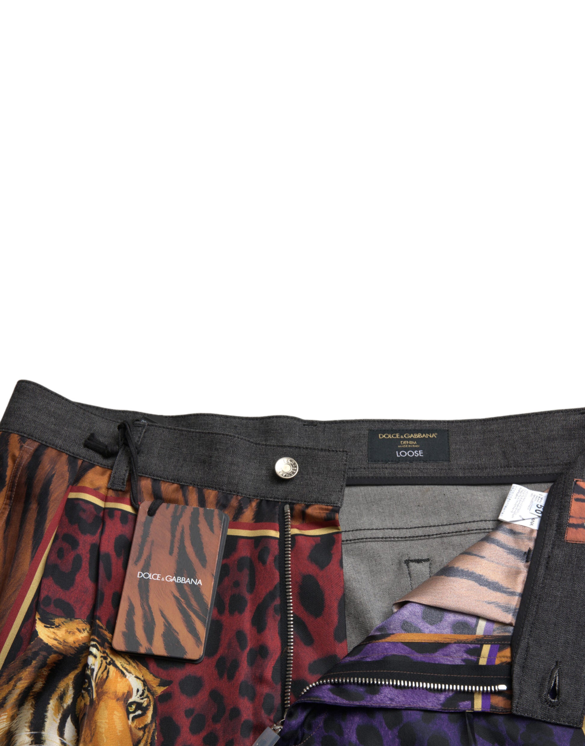 Dolce & Gabbana Multicolor Tiger Cotton Loose Denim Jeans Dolce & Gabbana