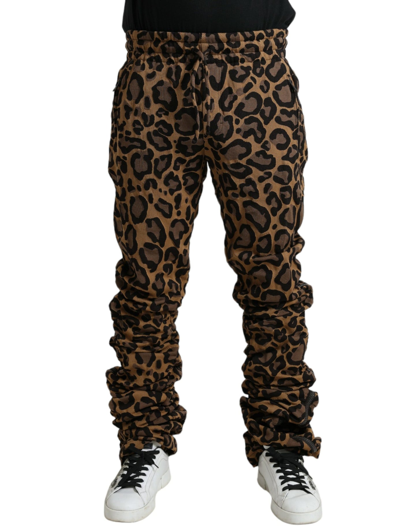 Dolce & Gabbana Brown Leopard Jacquard Jogger Pants Dolce & Gabbana