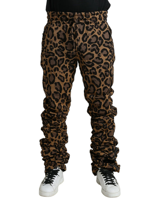Dolce & Gabbana Brown Leopard Jacquard Jogger Pants Dolce & Gabbana