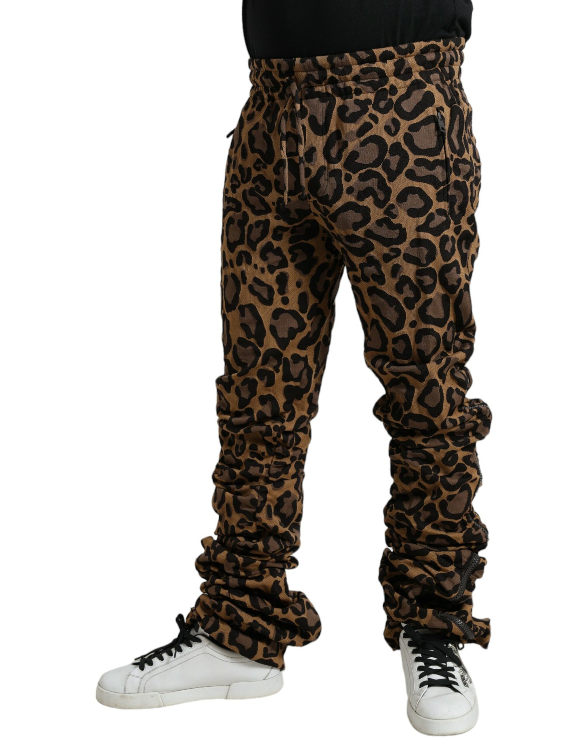 Dolce & Gabbana Brown Leopard Jacquard Jogger Pants Dolce & Gabbana