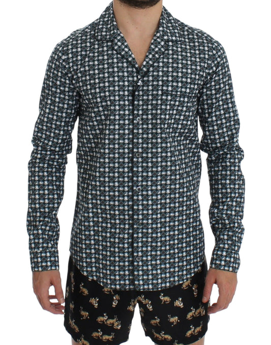 Dolce & Gabbana Green Hat Print Cotton Pajama Shirt Sleepwear Dolce & Gabbana
