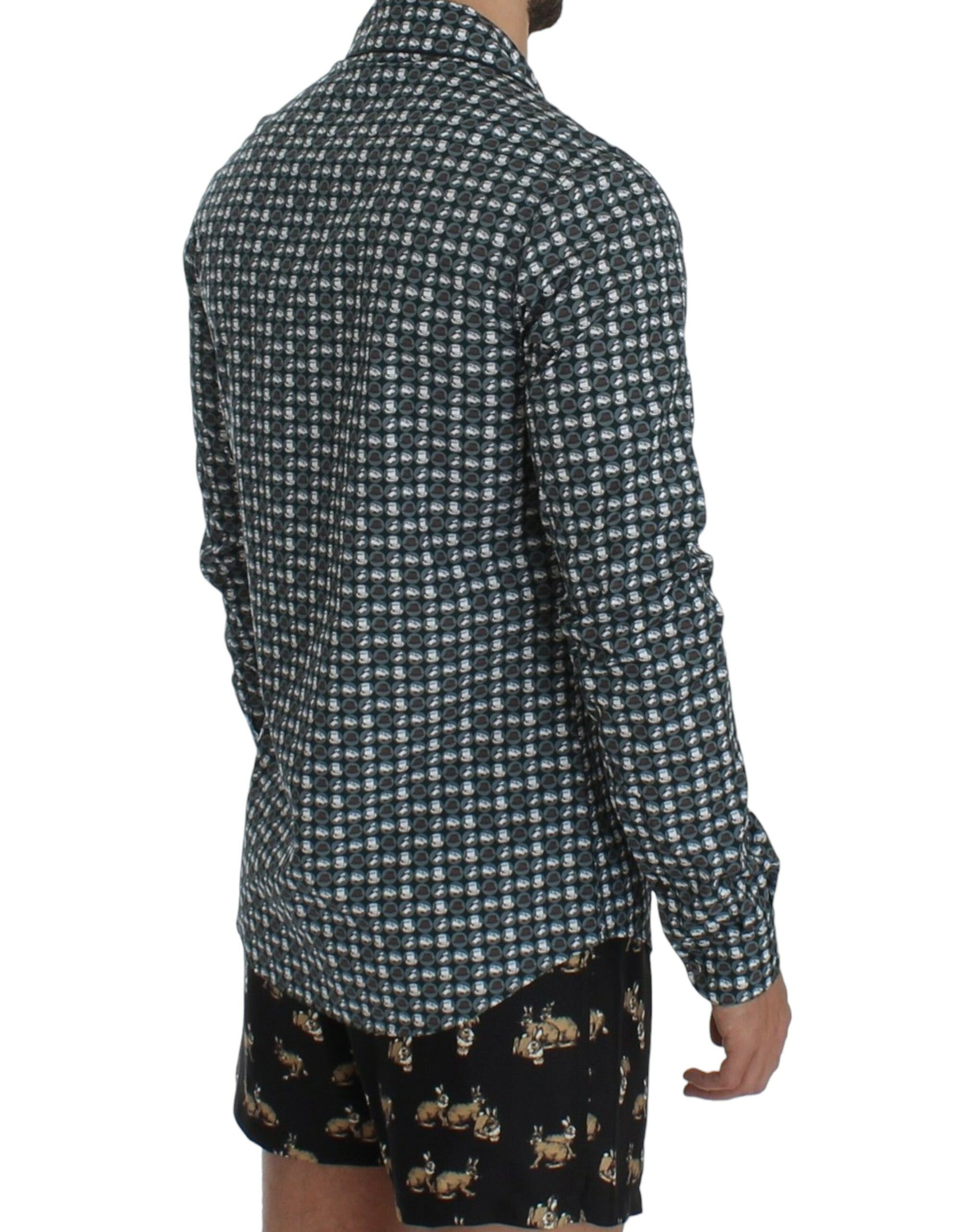 Dolce & Gabbana Green Hat Print Cotton Pajama Shirt Sleepwear Dolce & Gabbana