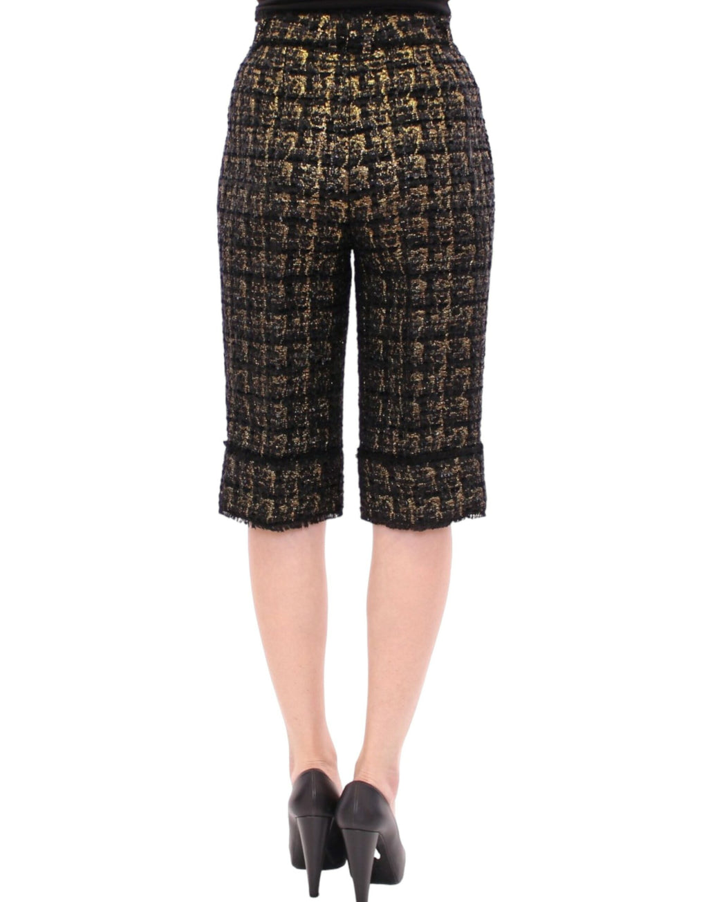 Dolce & Gabbana black fabric shorts pants with tailored fit and stylish design, displayed on a neutral background.