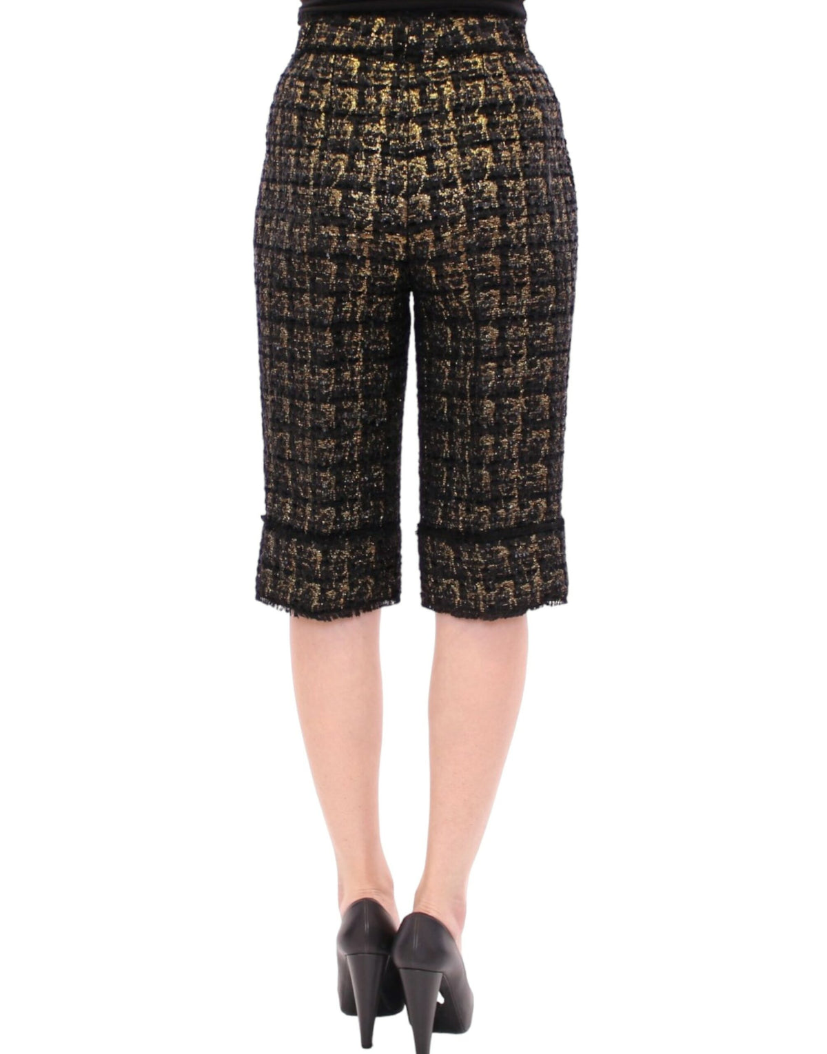 Dolce & Gabbana black fabric shorts pants with tailored fit and stylish design, displayed on a neutral background.