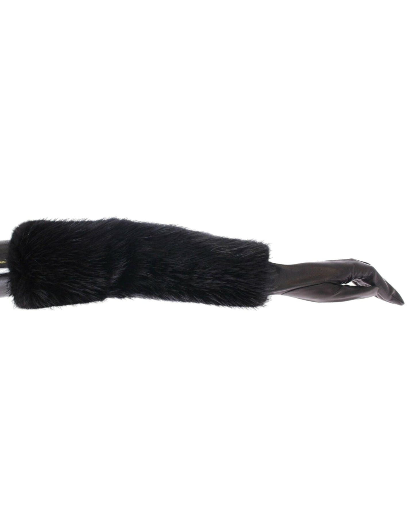 Dolce & Gabbana Black Beaver Fur Lambskin Leather Elbow Gloves Dolce & Gabbana