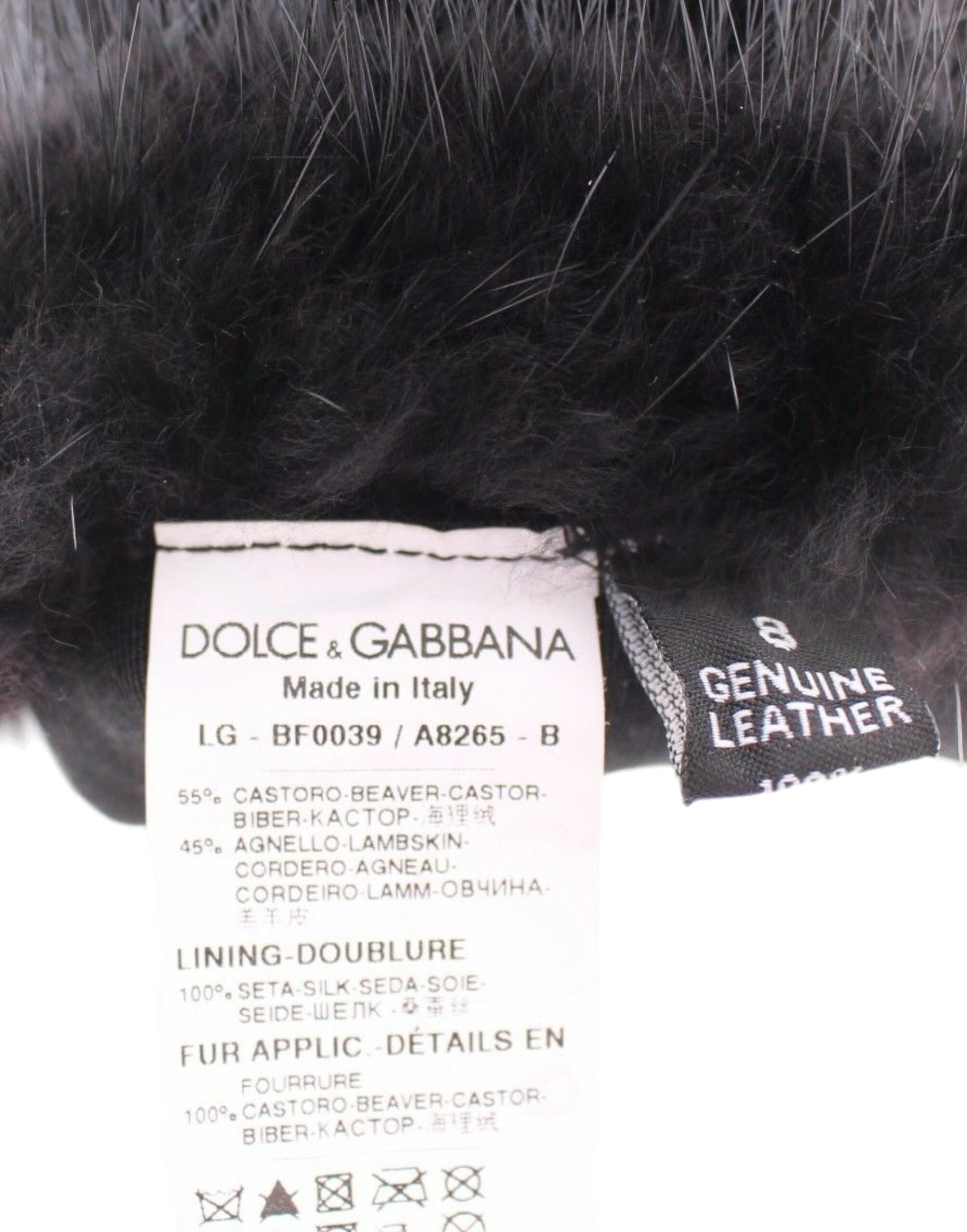 Dolce & Gabbana Black Beaver Fur Lambskin Leather Elbow Gloves Dolce & Gabbana
