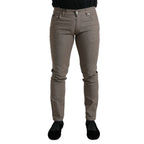 Dolce & Gabbana Brown Cotton Stretch Skinny Men Pants