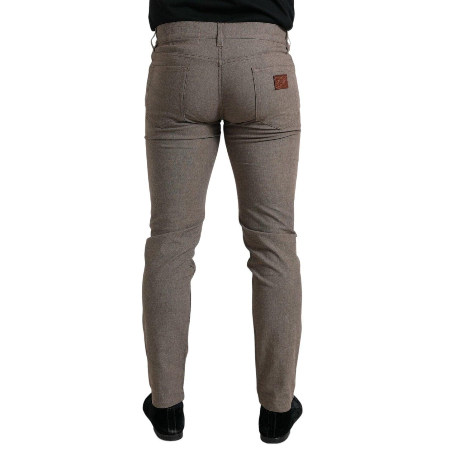 Dolce & Gabbana Brown Cotton Stretch Skinny Men Pants Dolce & Gabbana