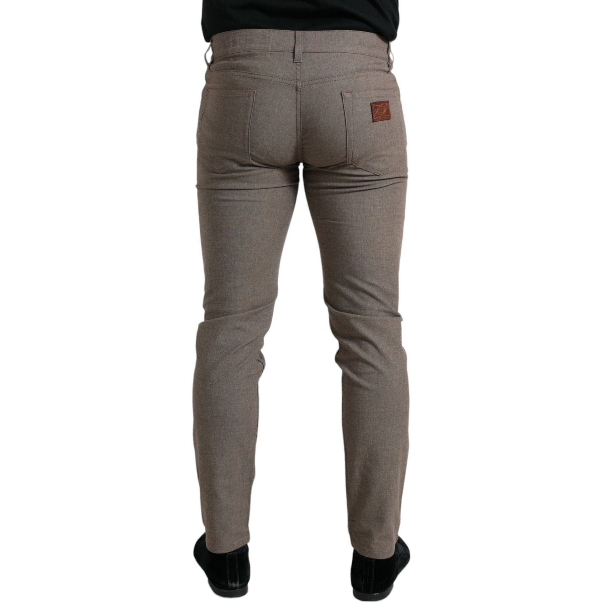 Dolce & Gabbana Brown Cotton Stretch Skinny Men Pants Dolce & Gabbana