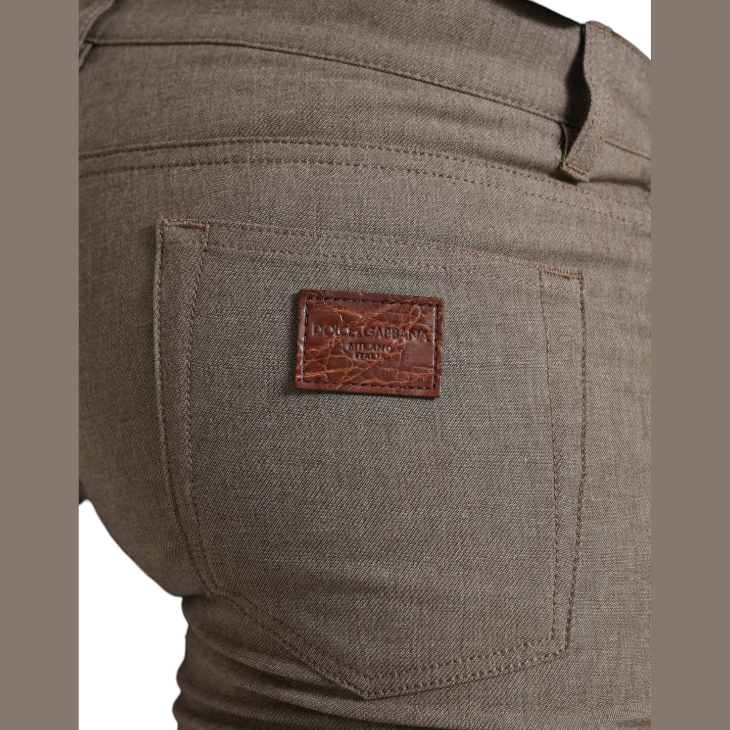 Dolce & Gabbana Brown Cotton Stretch Skinny Men Pants Dolce & Gabbana