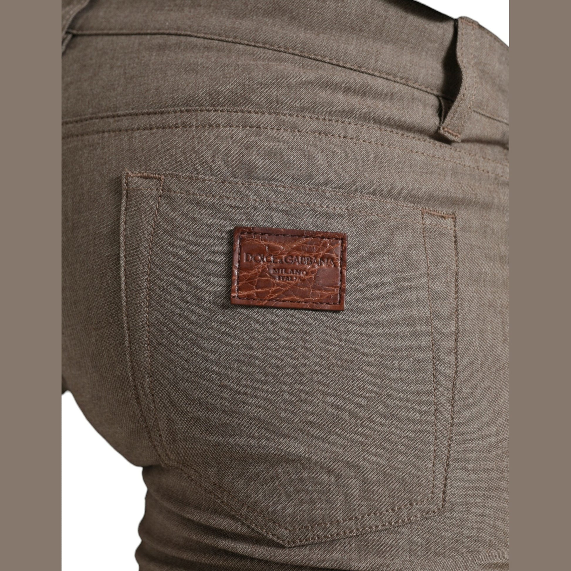 Dolce & Gabbana Brown Cotton Stretch Skinny Men Pants Dolce & Gabbana