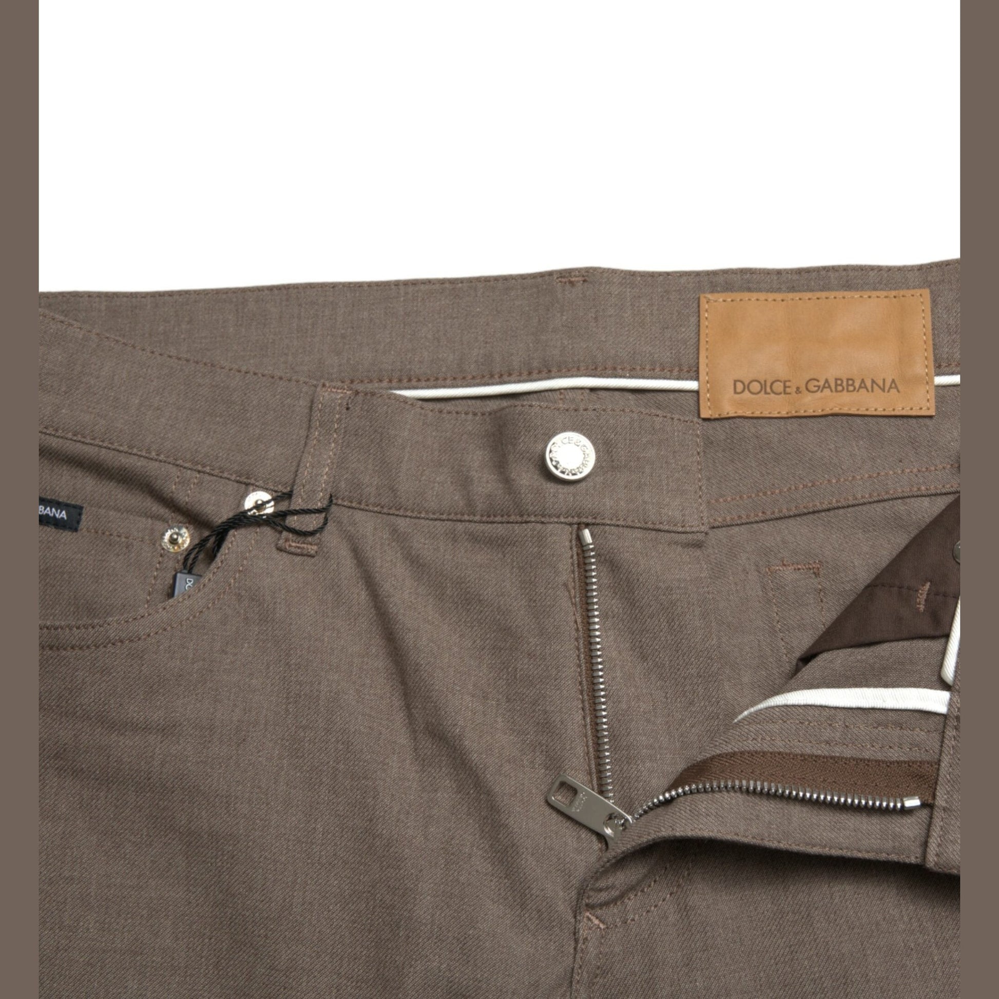 Dolce & Gabbana Brown Cotton Stretch Skinny Men Pants Dolce & Gabbana