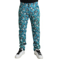 Dolce & Gabbana Blue Floral Print Skinny Cotton Denim Pants