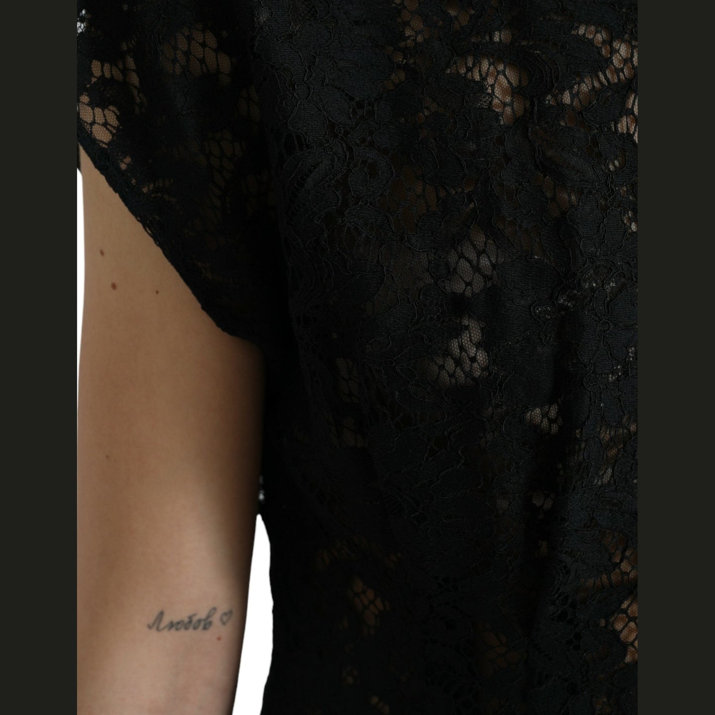Dolce & Gabbana Black Floral Lace Cotton A-line Mini Dress