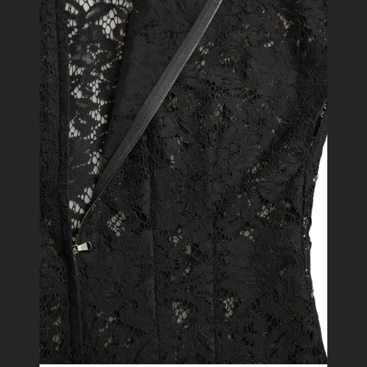 Dolce & Gabbana Black Floral Lace Cotton A-line Mini Dress