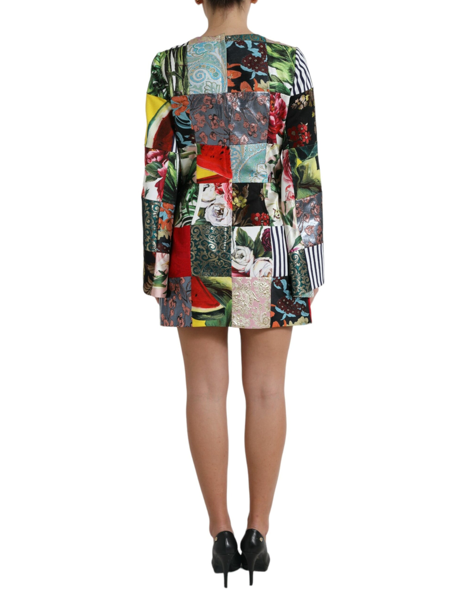 Dolce & Gabbana Multicolor Floral Patchwork Shift Mini Dress Dolce & Gabbana