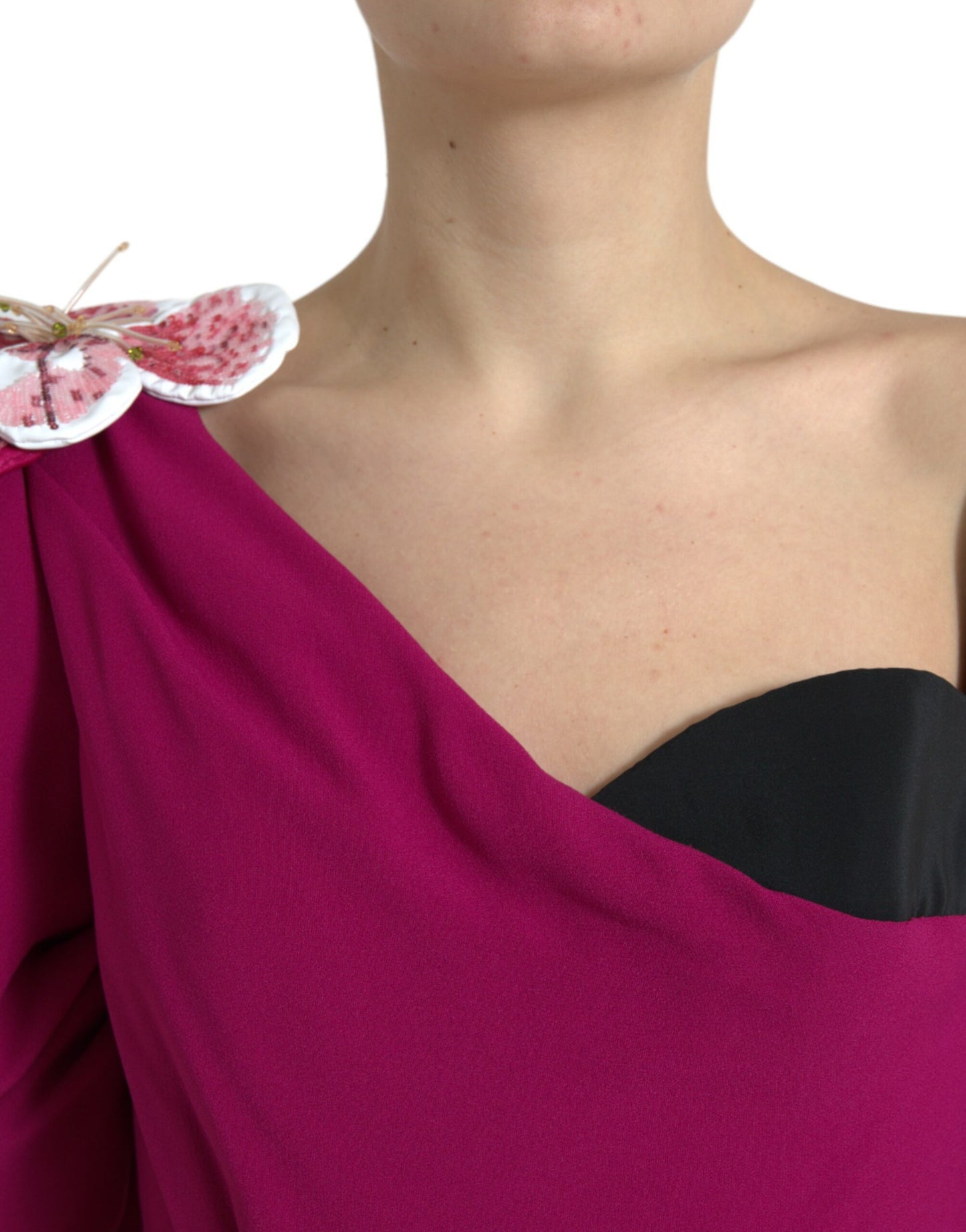 Dolce & Gabbana Purple Flower Embellished One Shoulder Dress Dolce & Gabbana