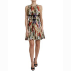 Dolce & Gabbana Beige Floral Sleeveless A-line Mini Dress