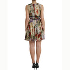 Dolce & Gabbana Beige Floral Sleeveless A-line Mini Dress