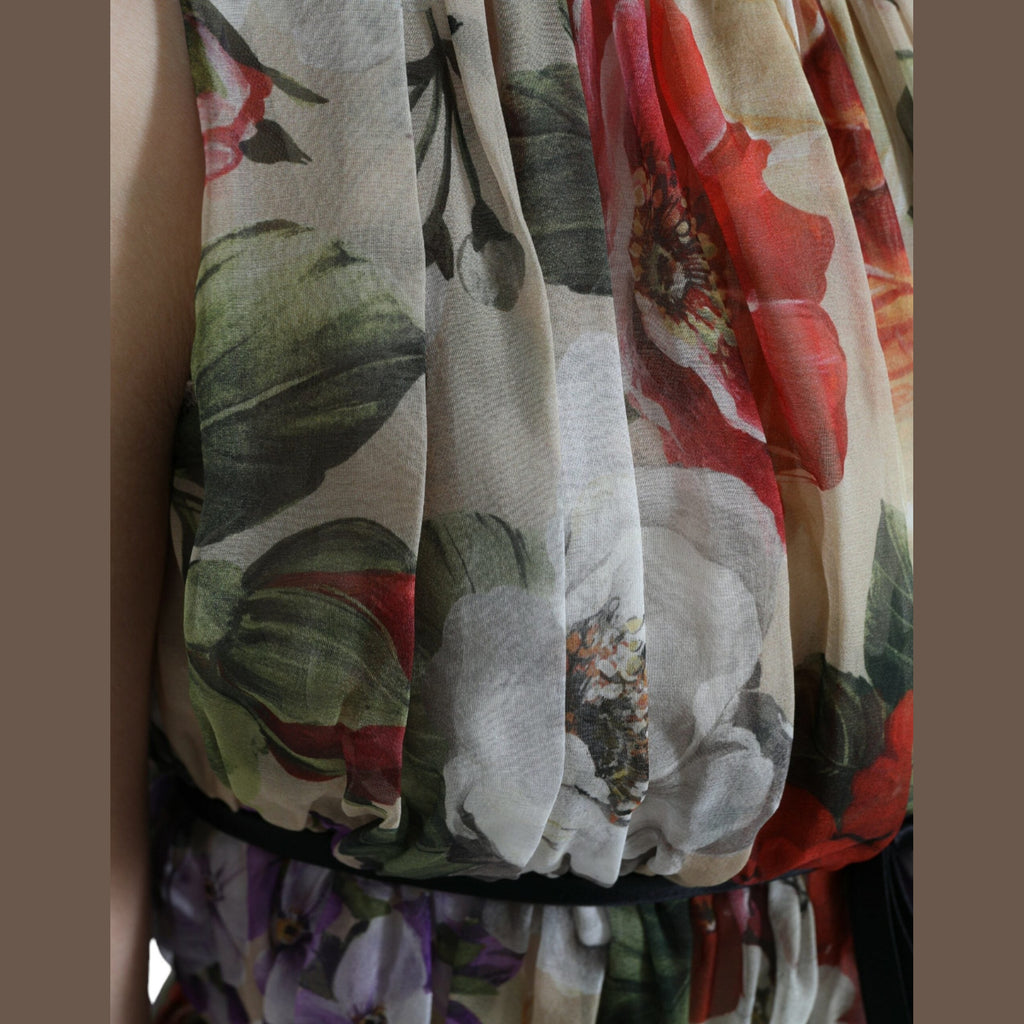 Dolce & Gabbana Beige Floral Sleeveless A-line Mini Dress