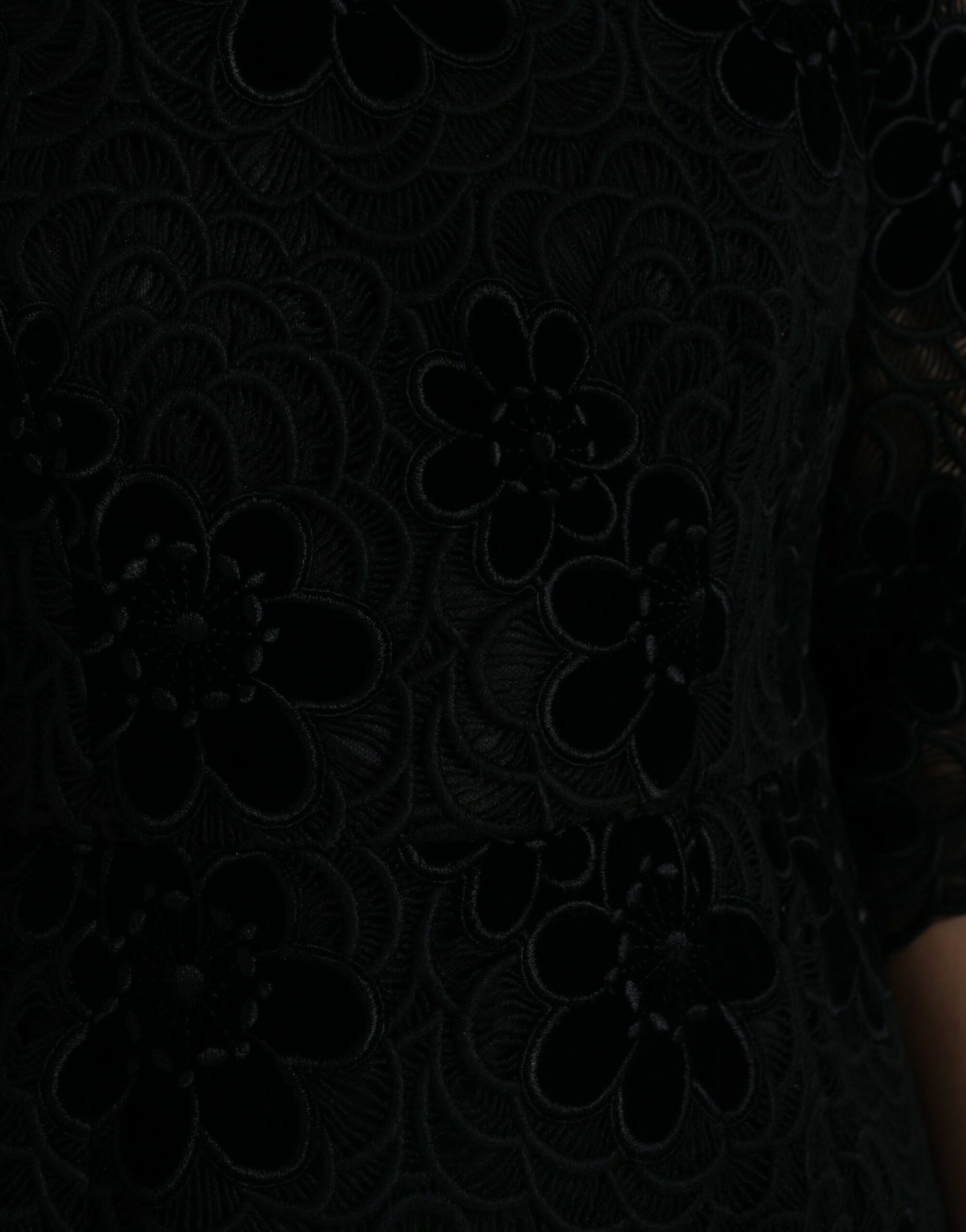 Dolce & Gabbana Black Floral Lace Cotton Bodycon Dress Dolce & Gabbana