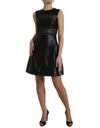 Red Valentino Shiny Black Nylon Cut Out A-line Mini Dress