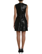 Red Valentino Shiny Black Nylon Cut Out A-line Mini Dress