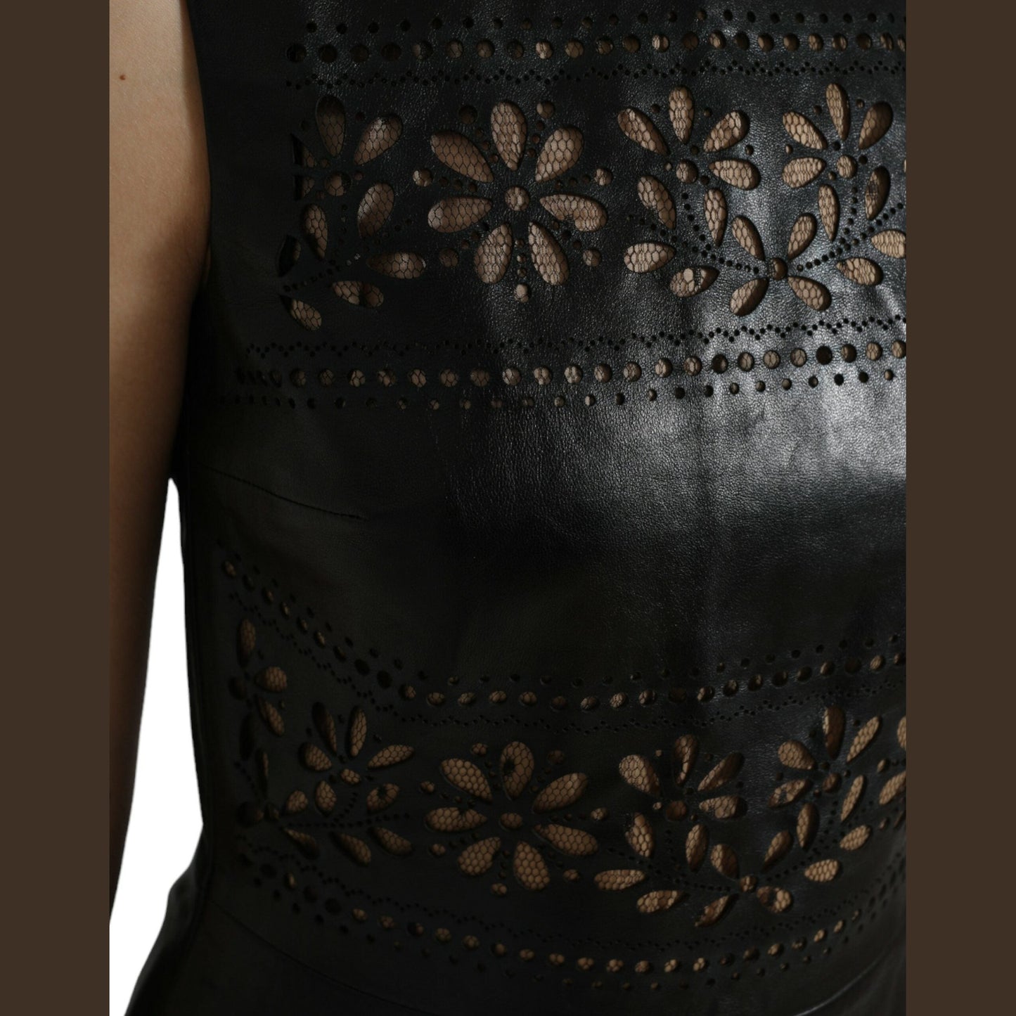 Valentino Shiny Black Nylon Cut Out A-line Mini Dress Valentino