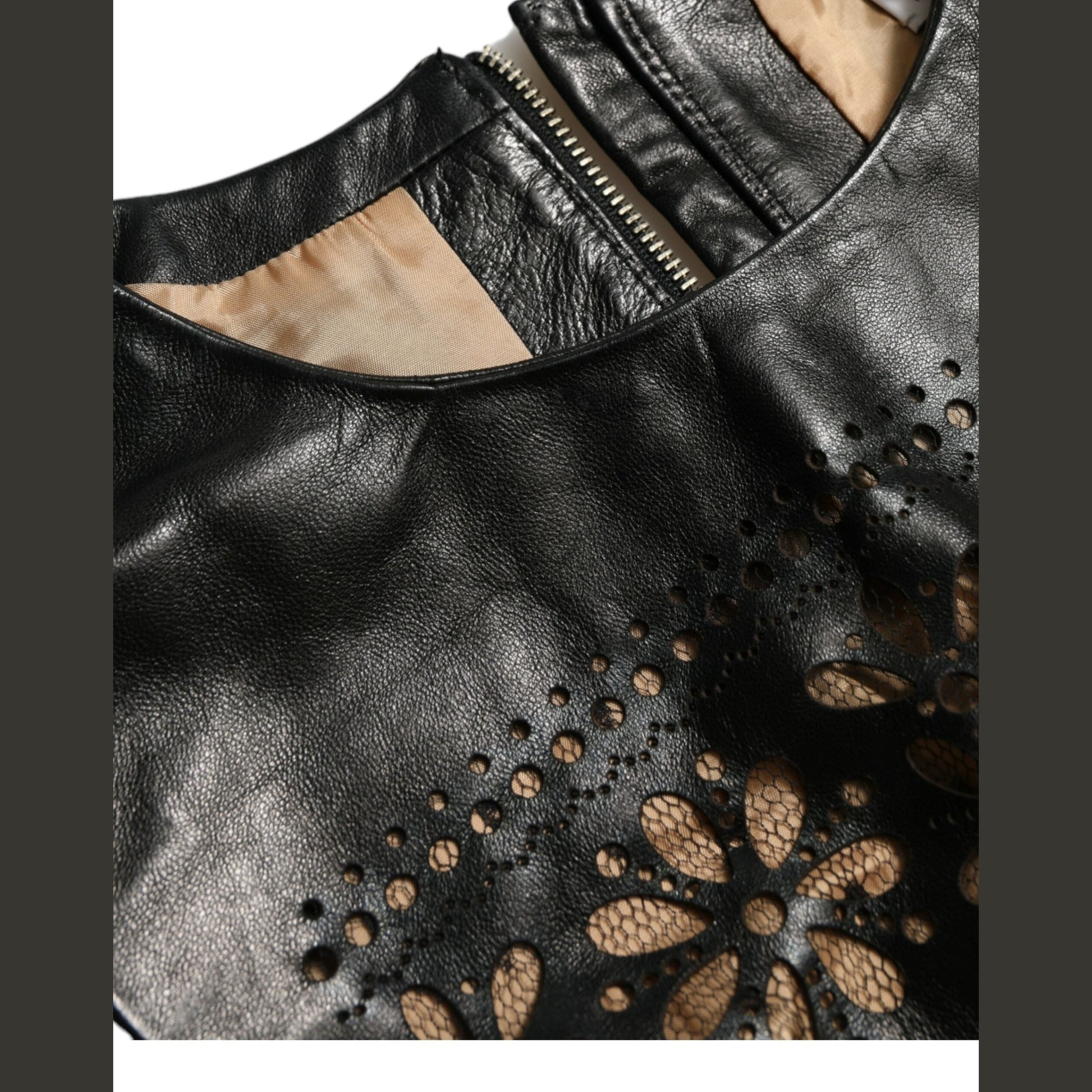 Valentino Shiny Black Nylon Cut Out A-line Mini Dress Valentino