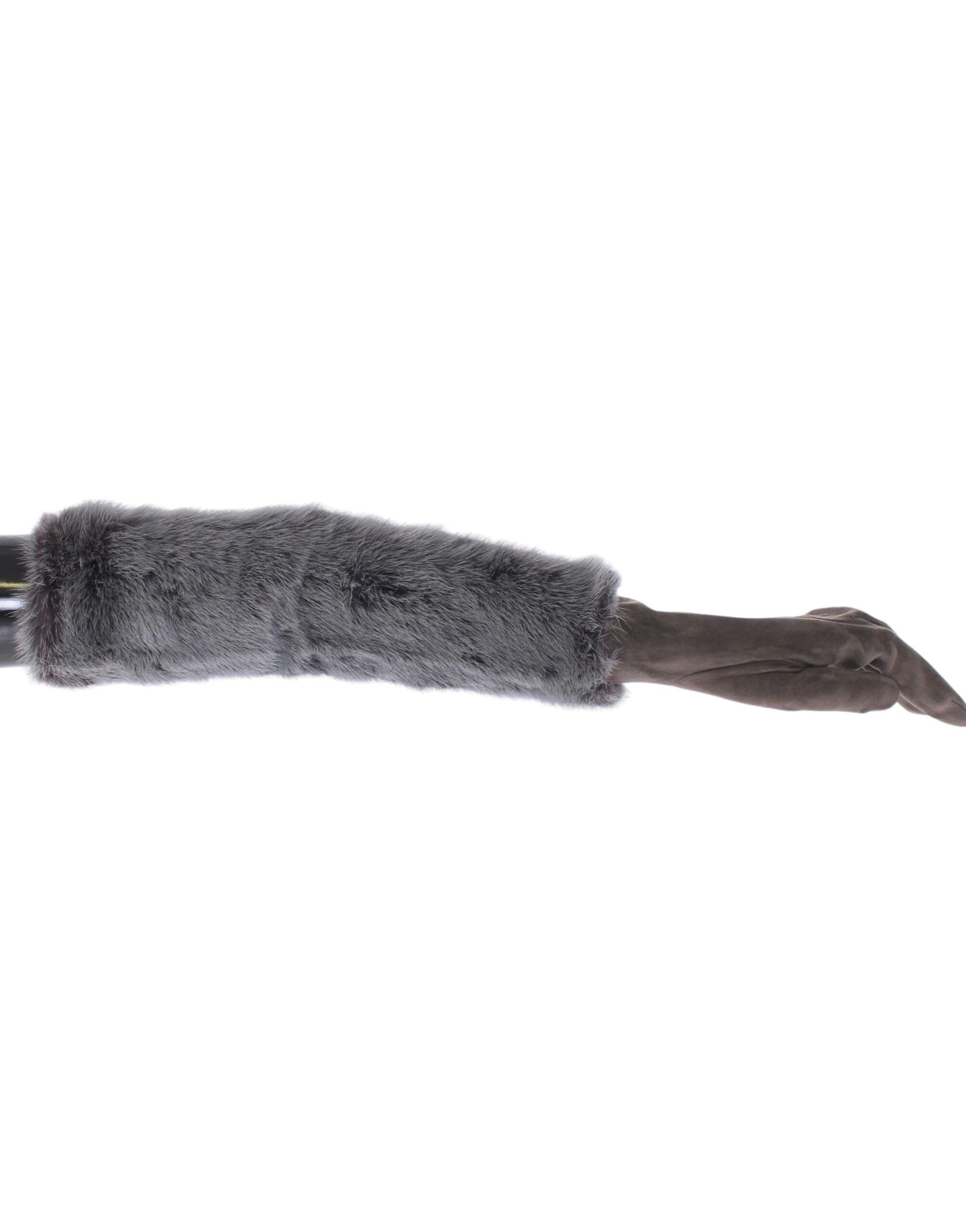 Dolce & Gabbana Gray Mink Fur Lambskin Suede Leather Gloves Dolce & Gabbana
