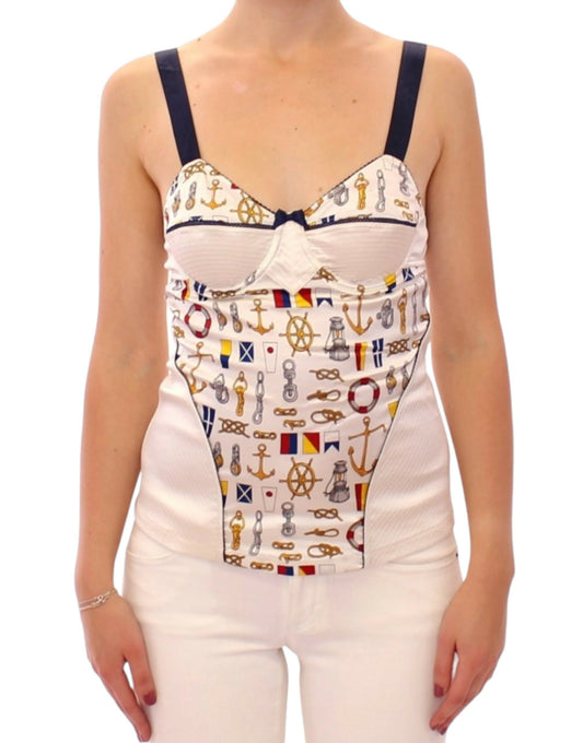 Dolce & Gabbana White sailor motive tank top Dolce & Gabbana