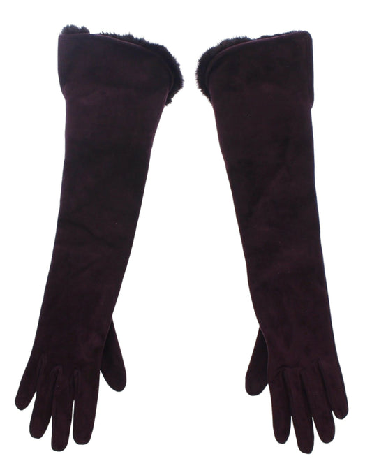 Dolce & Gabbana Purple Mink Fur Goatskin Suede Leather Gloves - Eljoys Fashion 