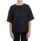 Dolce & Gabbana Blue gold key print silk blouse