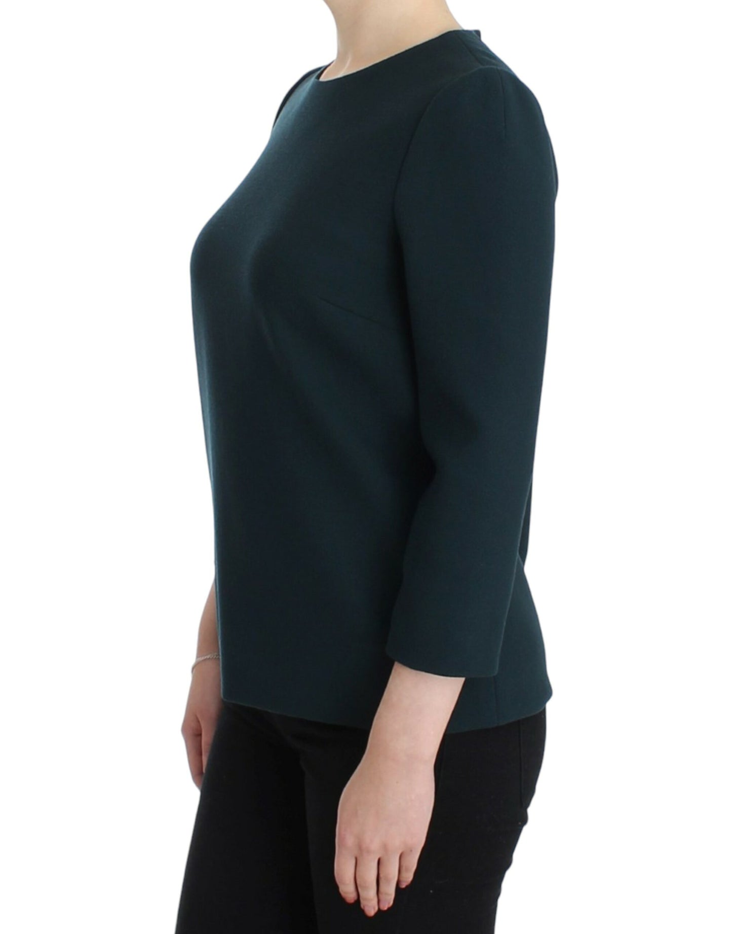 Dolce & Gabbana Green 3/4 sleeve wool blouse Dolce & Gabbana