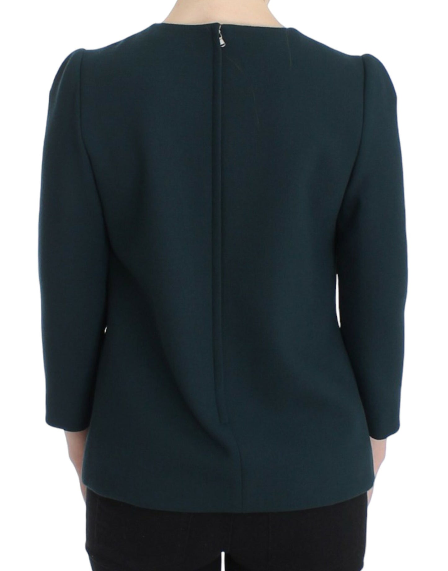 Dolce & Gabbana Green 3/4 sleeve wool blouse Dolce & Gabbana