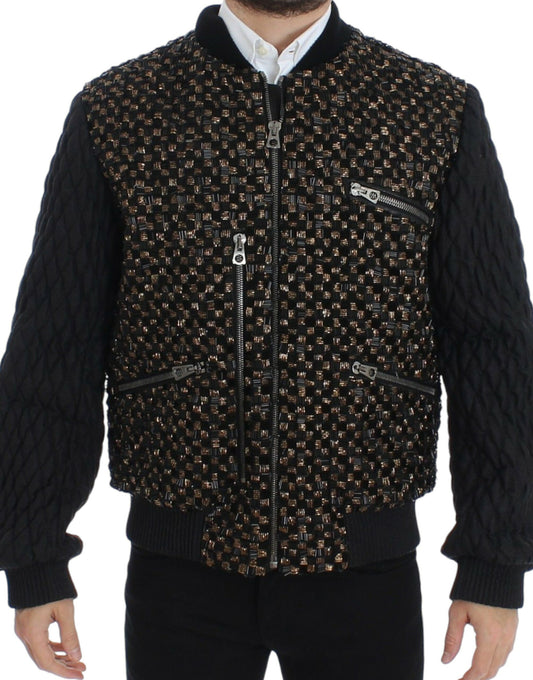 Dolce & Gabbana Black Sequined Goatskin Jacket Dolce & Gabbana