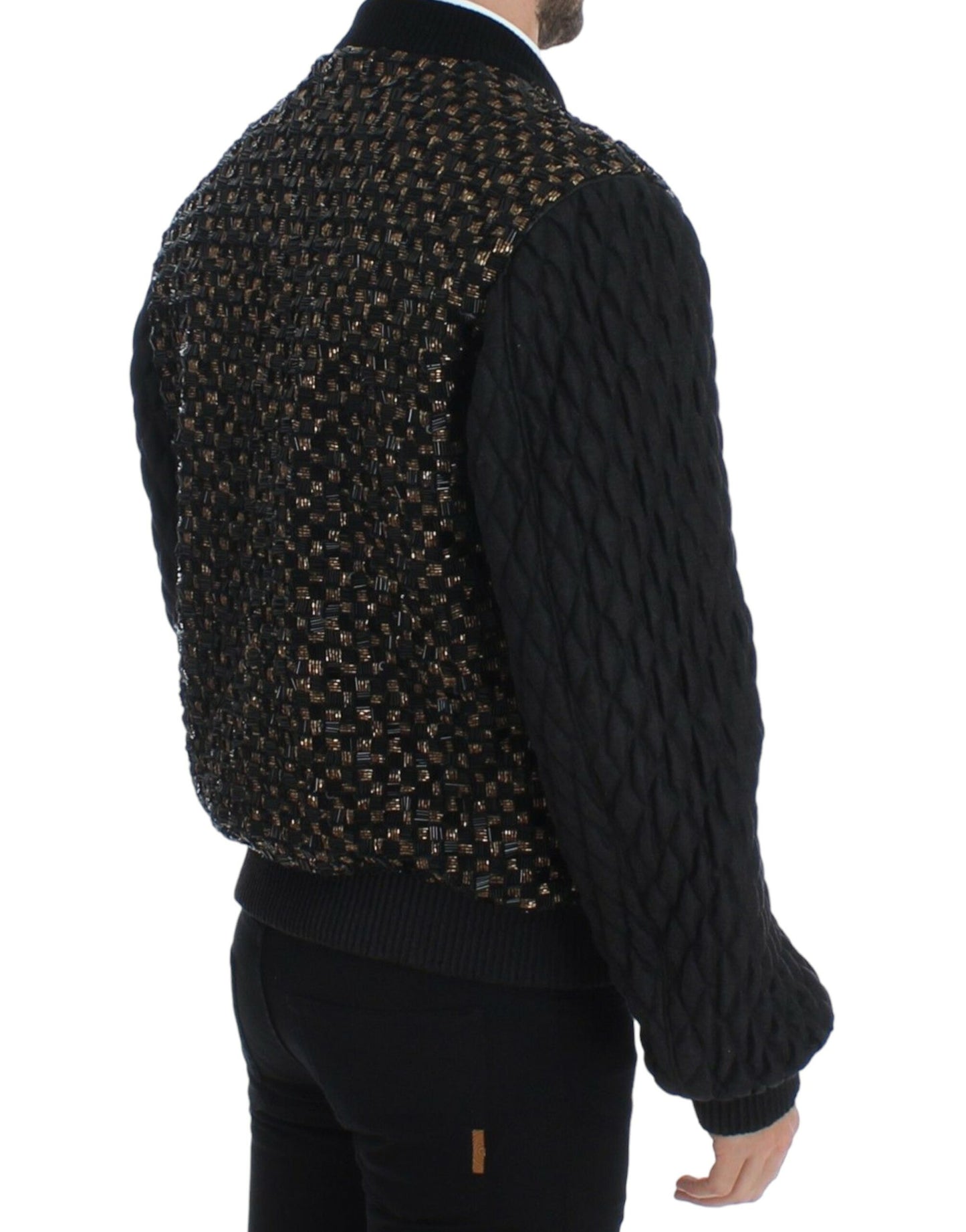 Dolce & Gabbana Black Sequined Goatskin Jacket Dolce & Gabbana