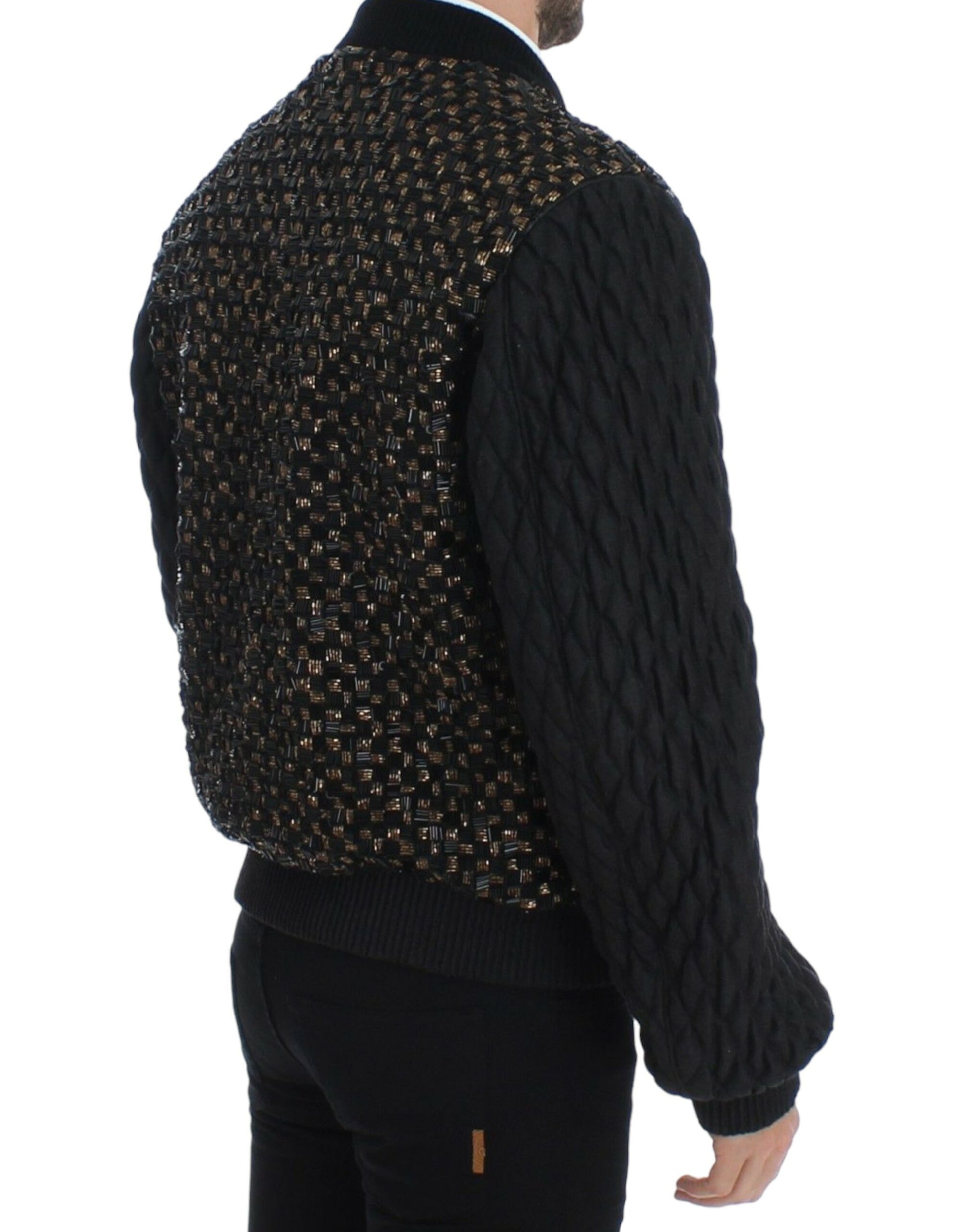 Dolce & Gabbana Black Sequined Goatskin Jacket Dolce & Gabbana