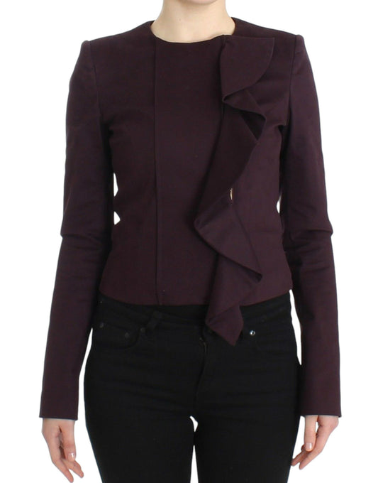 GF Ferre Purple Ruched Jacket Coat Blazer Short GF Ferre