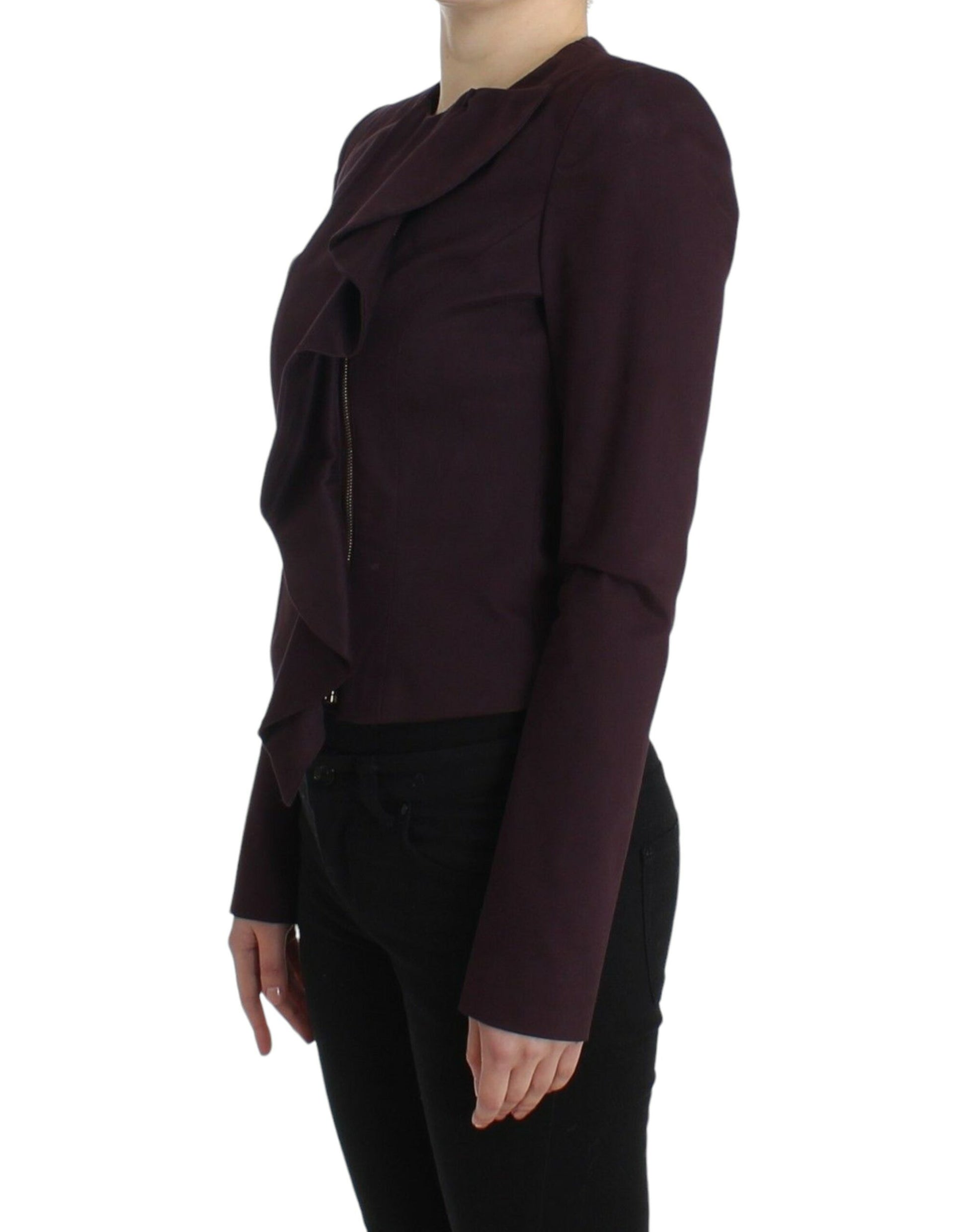 GF Ferre Purple Ruched Jacket Coat Blazer Short GF Ferre
