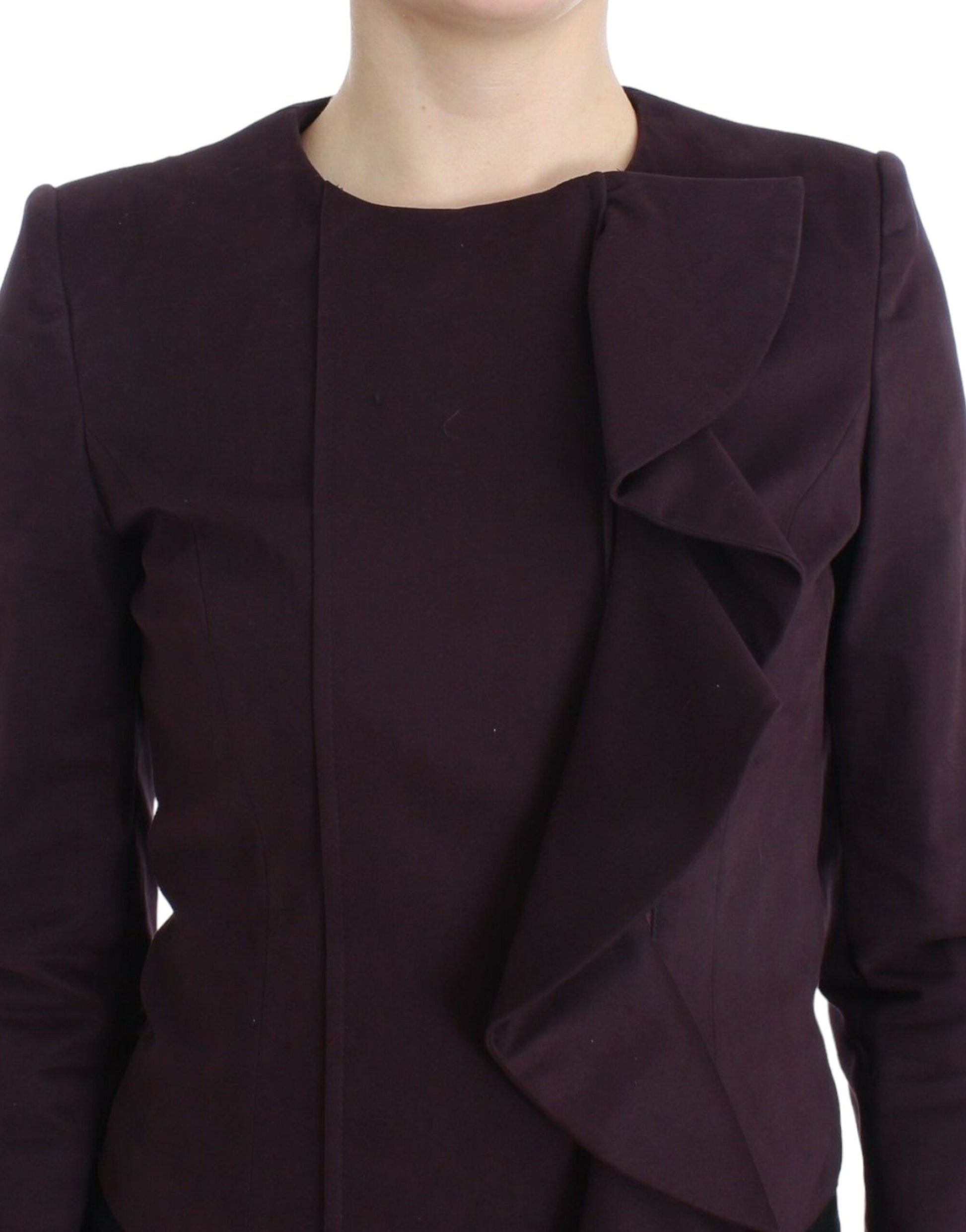 GF Ferre Purple Ruched Jacket Coat Blazer Short GF Ferre
