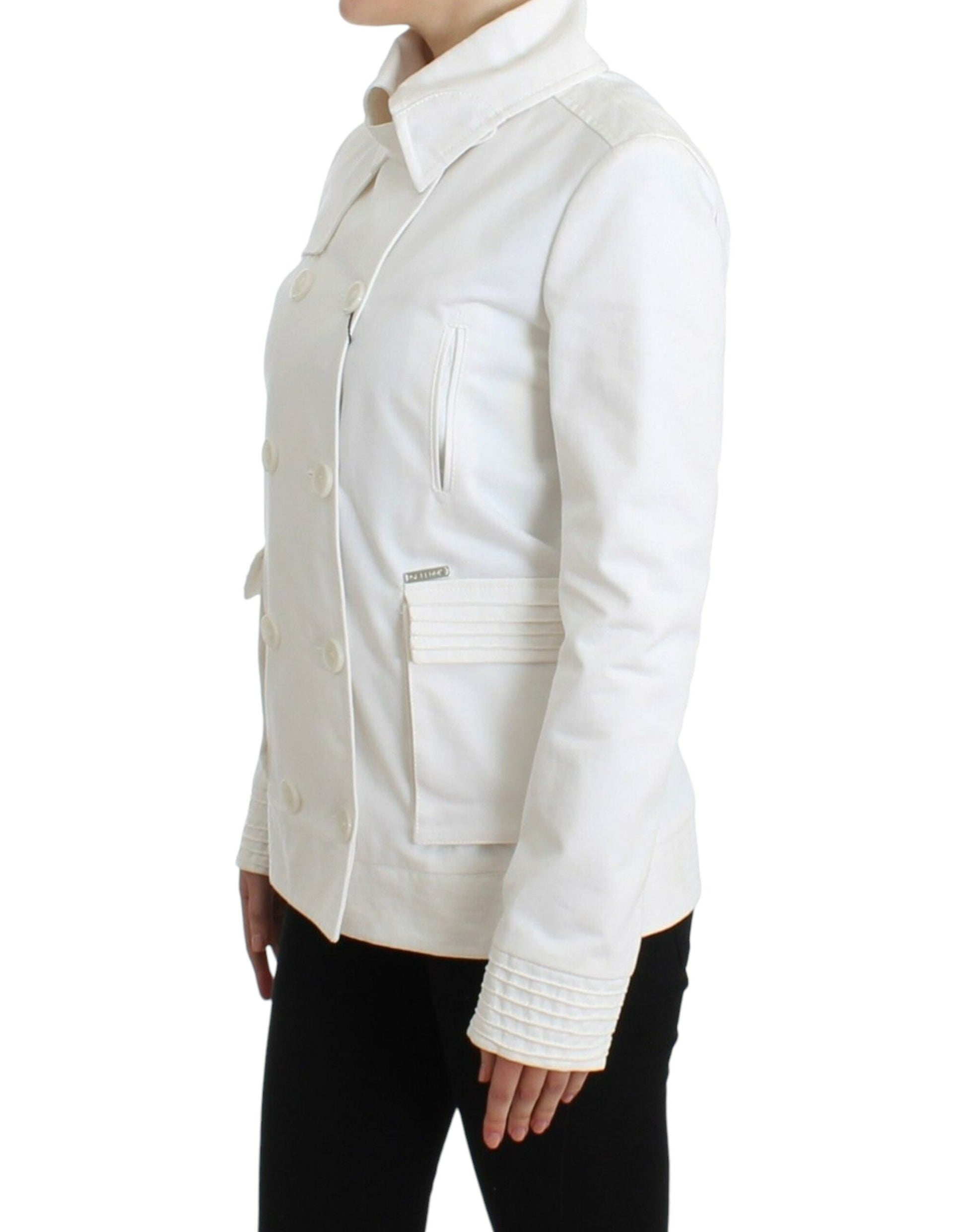 GF Ferre White Double Breasted Jacket Coat Blazer GF Ferre