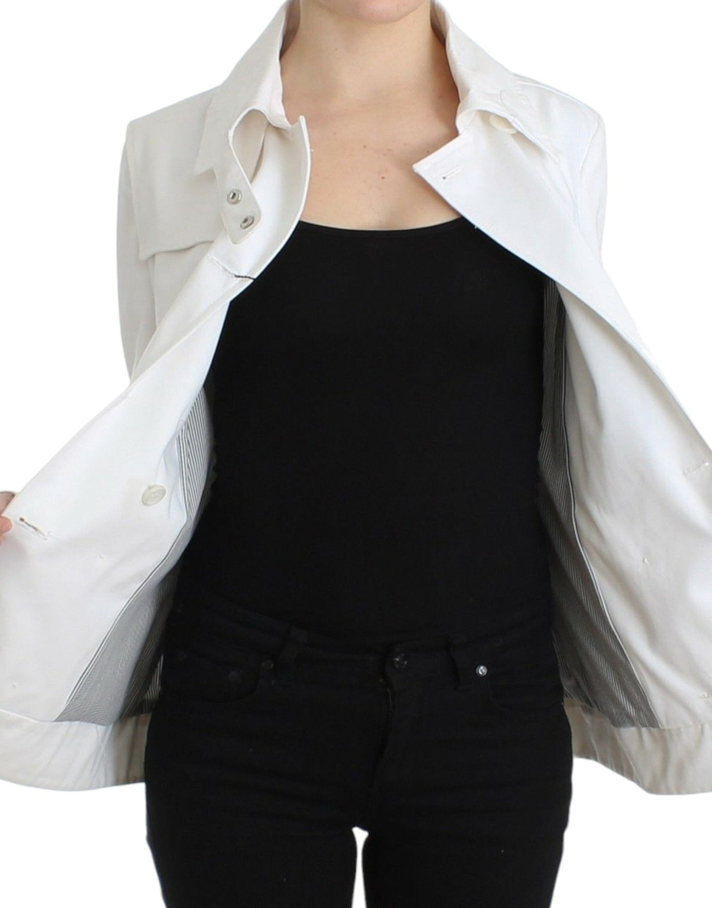 GF Ferre White Double Breasted Jacket Coat Blazer GF Ferre